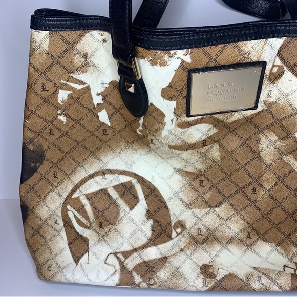 LAMB Gwen Stefani Vintage Icon Stencil Pattern Percy Satchel Handbag - Picture 3 of 11